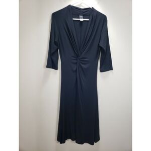 comfy usa sz small womens black twist knot chest v neck dress